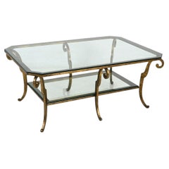 Hollywood Regency Maison Jansen Style Round Coffee Table With Ram Monopodia
