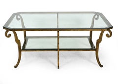 Hollywood Regency Maison Jansen Style Round Coffee Table With Ram Monopodia
