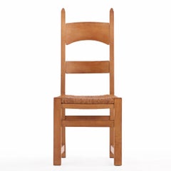1950s French Oak & Rush Ladder-Back Dining Chairs - Set of Six