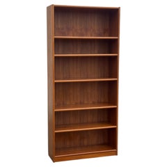 Tall Mid-Century Modern Scandinavian Teak Open Bookcase Display Shelving Unit