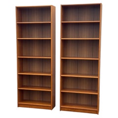 Pair of Tall Mid-Century Modern Scandinavian Bookcases, 83.5" Tall