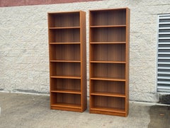 Pair of Tall Mid-Century Modern Scandinavian Bookcases, 83.5" Tall