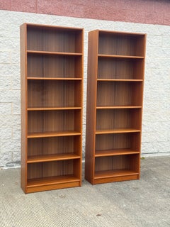 Pair of Tall Mid-Century Modern Scandinavian Bookcases, 83.5" Tall