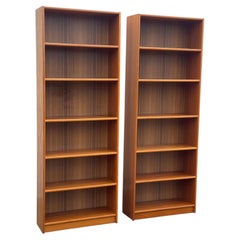 Pair of Tall Mid-Century Modern Scandinavian Bookcases, 83.5" Tall