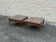 Pair of Oversized Lane Mid-Century Modern Walnut Ottomans