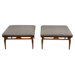 Pair of Oversized Lane Mid-Century Modern Walnut Ottomans