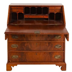 George III Mahogany Slant Front Desk With Inlay and Fitted Interior