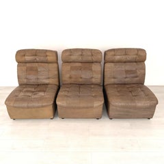 1970s De Sede Style Patchwork Leather Three-Piece Modular Sofa