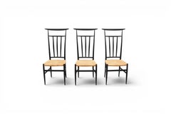 Silla de respaldo alto estilo Chiavari ebonizada de mediados de siglo