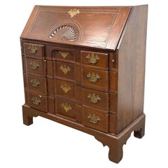 Antique Chippendale Style Mahogany Block Front Secretary Desk With Shell Carving