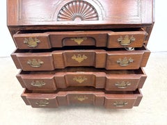 Antique Chippendale Style Mahogany Block Front Secretary Desk With Shell Carving