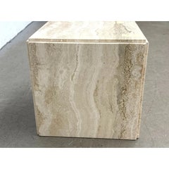 Vintage Italian Modern Travertine Cube Side Table or Pedestal