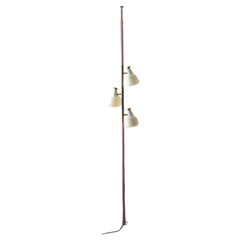Mid Century Modern Pink Tension Pole Lamp. Atomic 1950s Floor Brass Stiffel