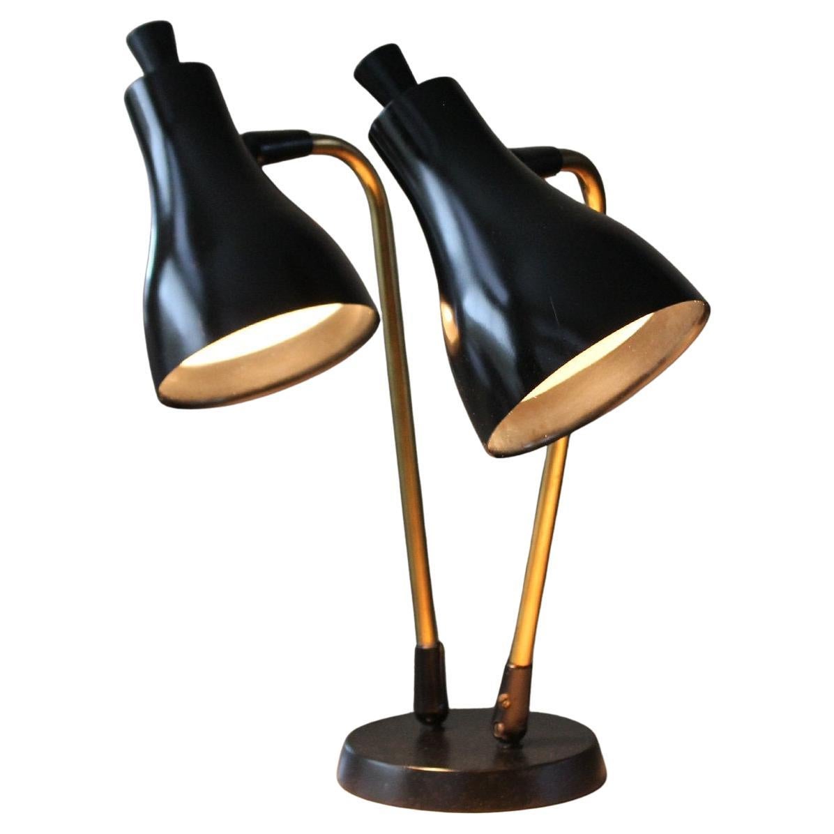 Lampe de table Lightolier Noir Gerald Thurston Décor Fibre de verre MCM Années 50