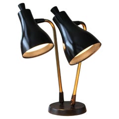 Lampada da tavolo Lightolier Nero Gerald Thurston Atomic Decor Fibra di vetro MCM 1950s
