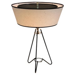 Mid Century Modern Tripod Table Lamp! Atomic Heifetz Era 1950s Inverted Shade