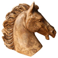 Monumentale scultura di cavallo Equestrian Decor 1960s Lifelike Expressionist Art