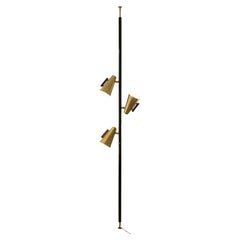 STIFFEL TENSION POLE LAMP MID CENTURY MODERN DESIGN 1950s LOEWY BRASS TEAK