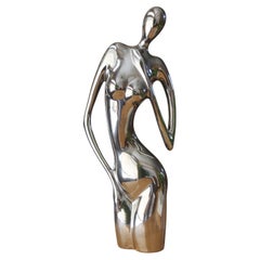 JARU Chrome ABSTRACT Figural Sculpture! Vintage Statue Gorgeous Art Deco Decor