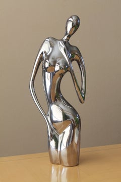 JARU Chrome ABSTRACT Figural Sculpture! Vintage Statue Gorgeous Art Deco Decor