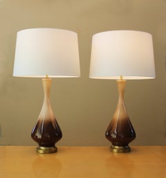 Pair Danish Mid Century Modern Porcelain Drip Lamps! Decorator Ready! 1950s Fab!