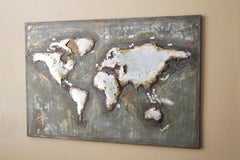 Brutalist Metal Wall Map Globe Atlas Sculpture! Stunning! After C. Jere MCM
