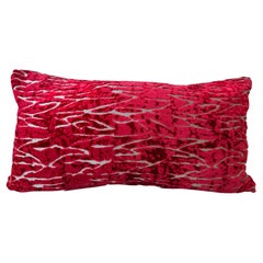 Red throw lumbar pillow in textured velvet- Red Coral- by Mar de Doce