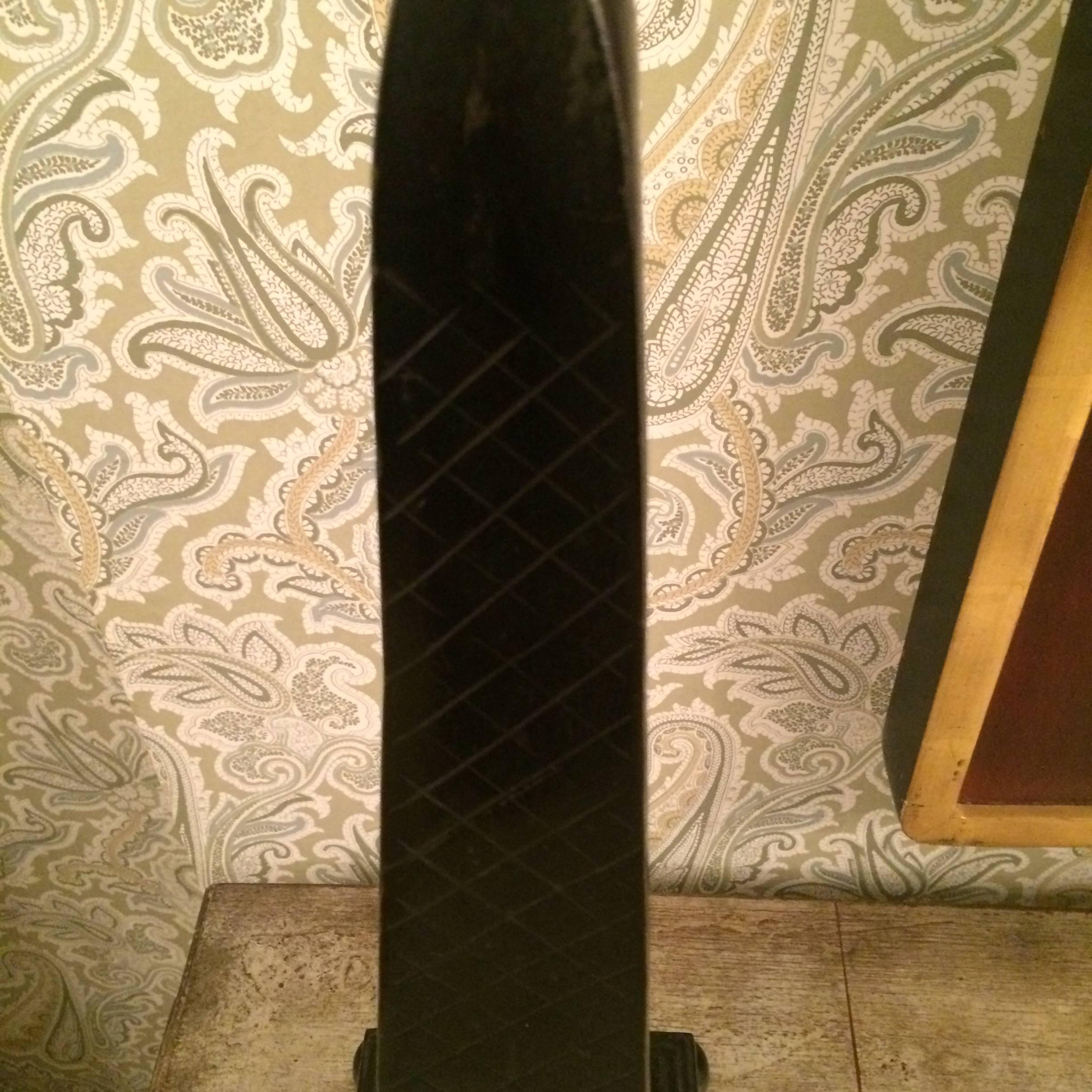 20th Century Black Scored Obelisk with Black Base and Round Feet For Sale
