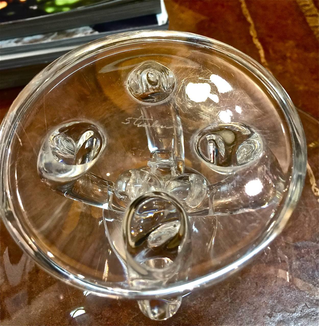 Steuben Footed Medium Pedestal Bowl In Excellent Condition In Los Angeles, CA