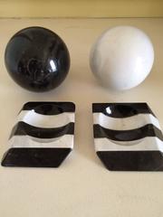 Pair of Black and White Marble Sphere Bookends