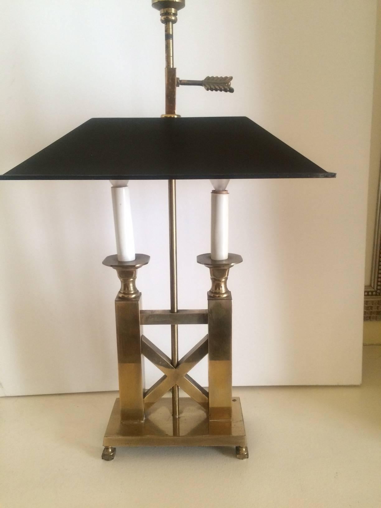 Solid Brass Bouillette Style Table Lamp with Metal Shade an 