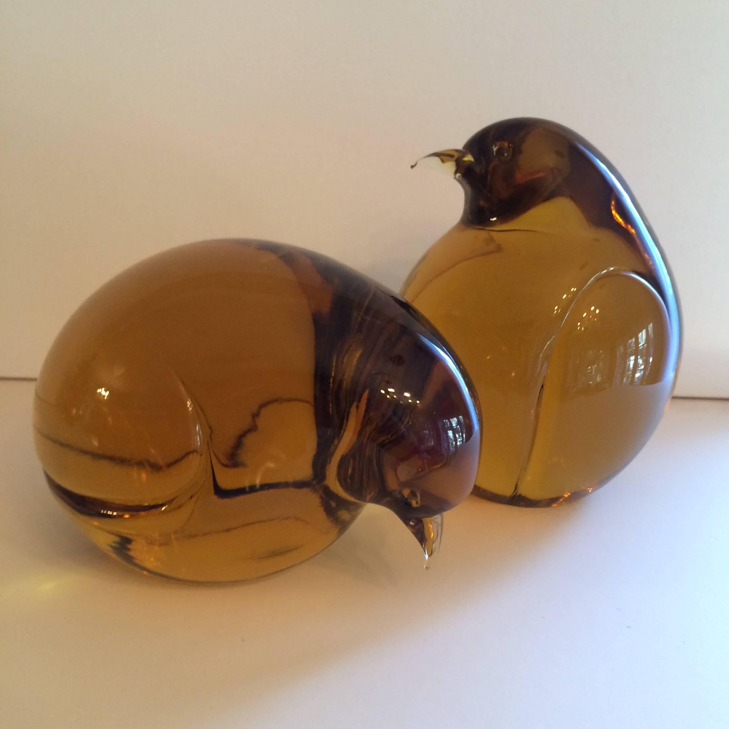 Pair of Amber Murano Birds-Bookends 1