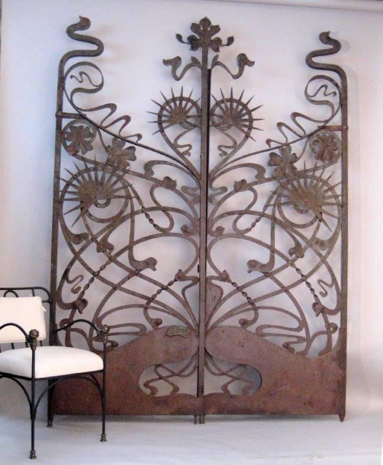 Attributed to artist Ernest The artfully crafted iron Art Nouveau gates are spectacular and ready to maintain privacy while create a lot of conversation - the gates ca. 1900 France are a wonderful example of the Art Nouveau period they