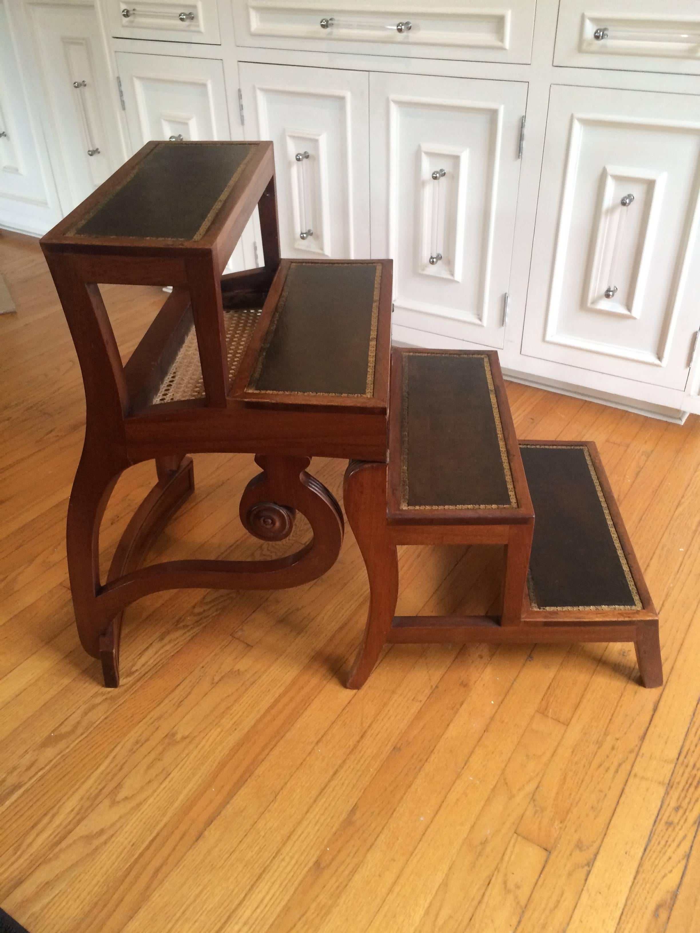 Regency Style Metamorphic Armchair and Library Step Stair In Excellent Condition In Los Angeles, CA