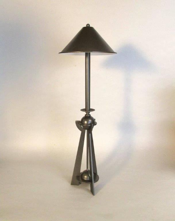Stunning Pair of Architectural Oil Rubbed Bronze Table Lamps For Sale
