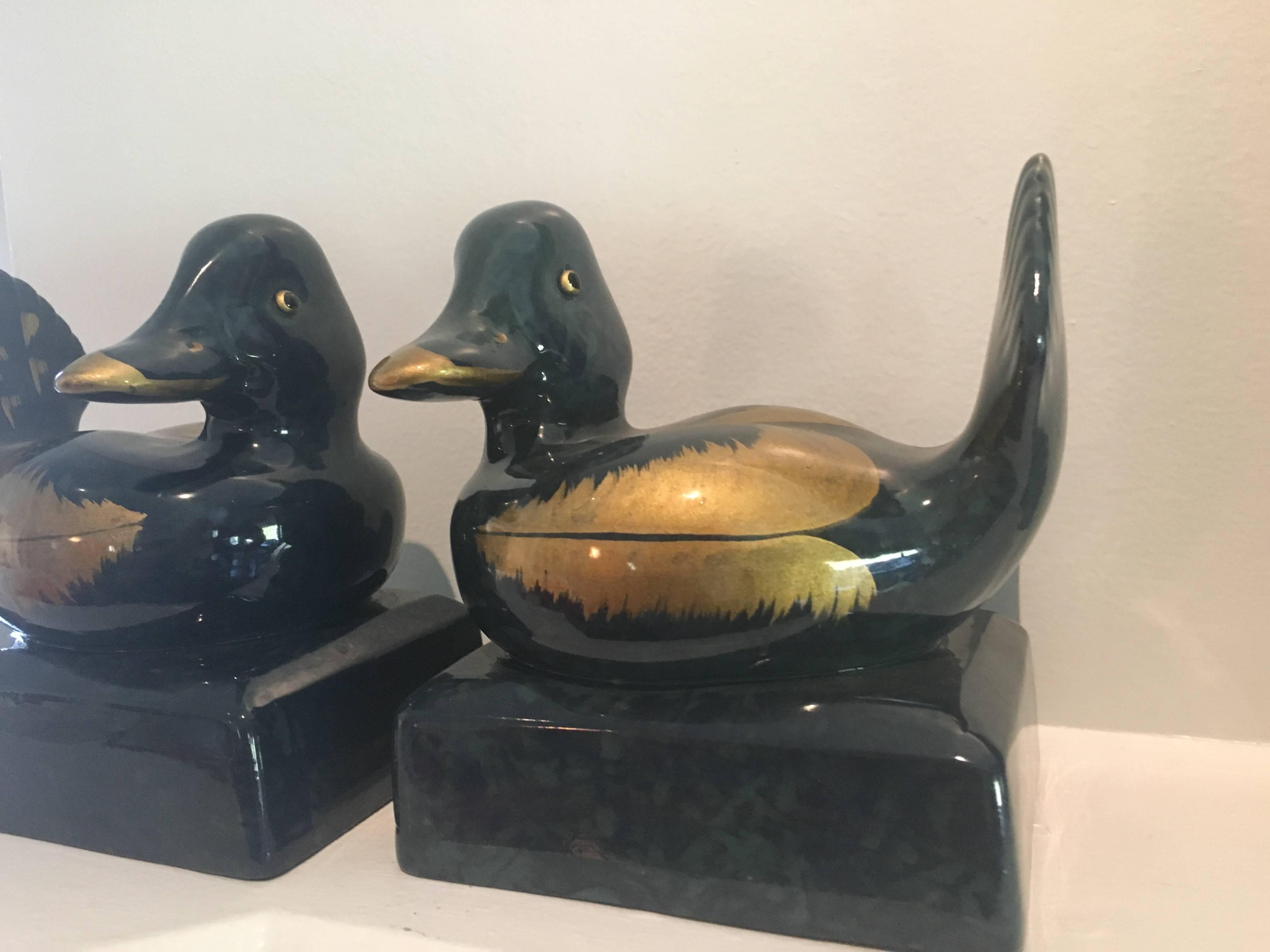 20th Century Italian Ceramic Gump's Duck Bookends