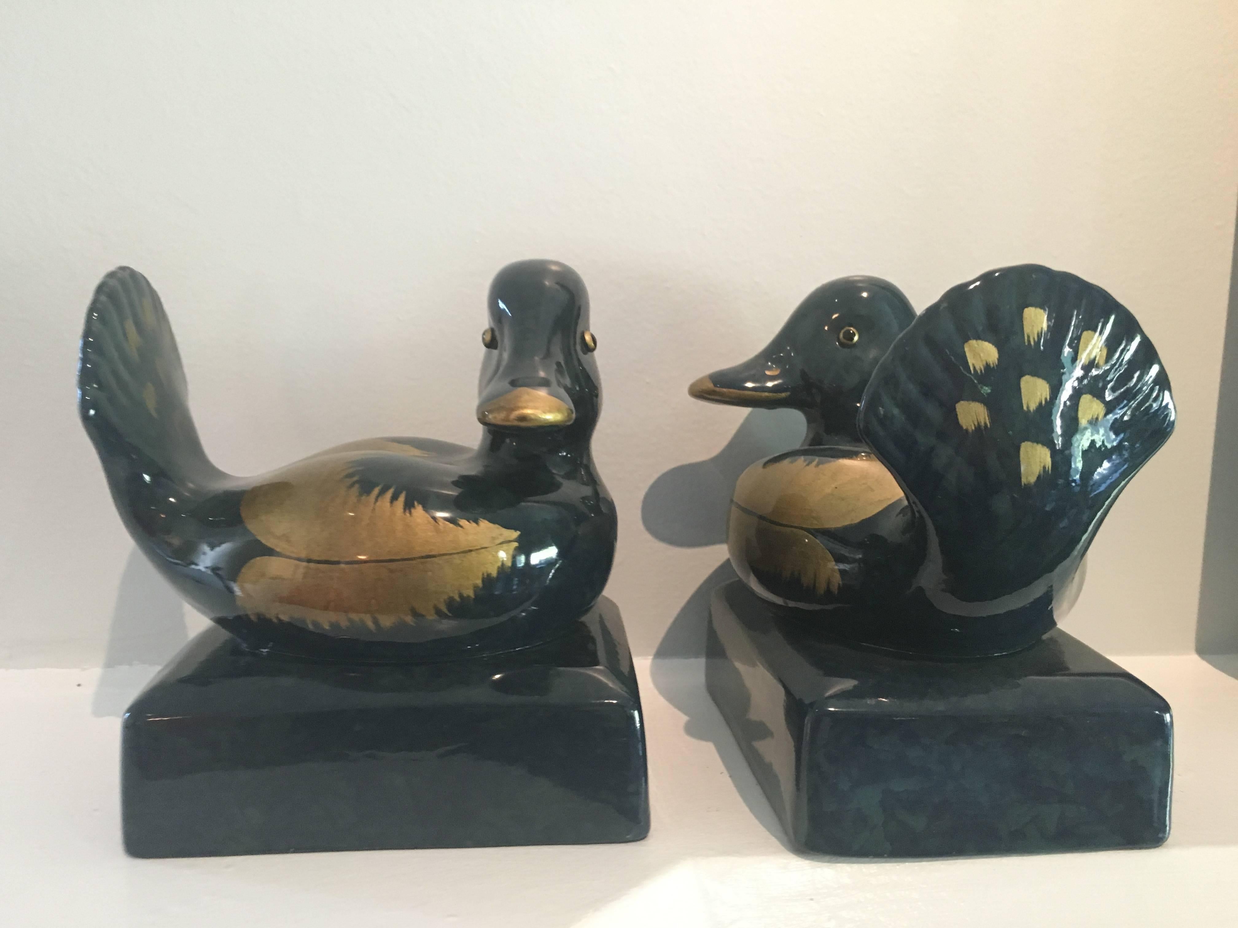 Italian Ceramic Gump's Duck Bookends 1