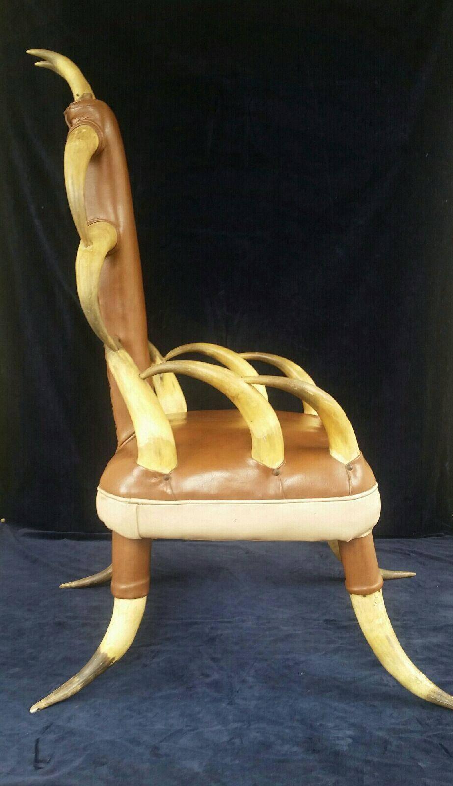 Vintage Steer Horn Parlor Chair In Excellent Condition In Los Angeles, CA