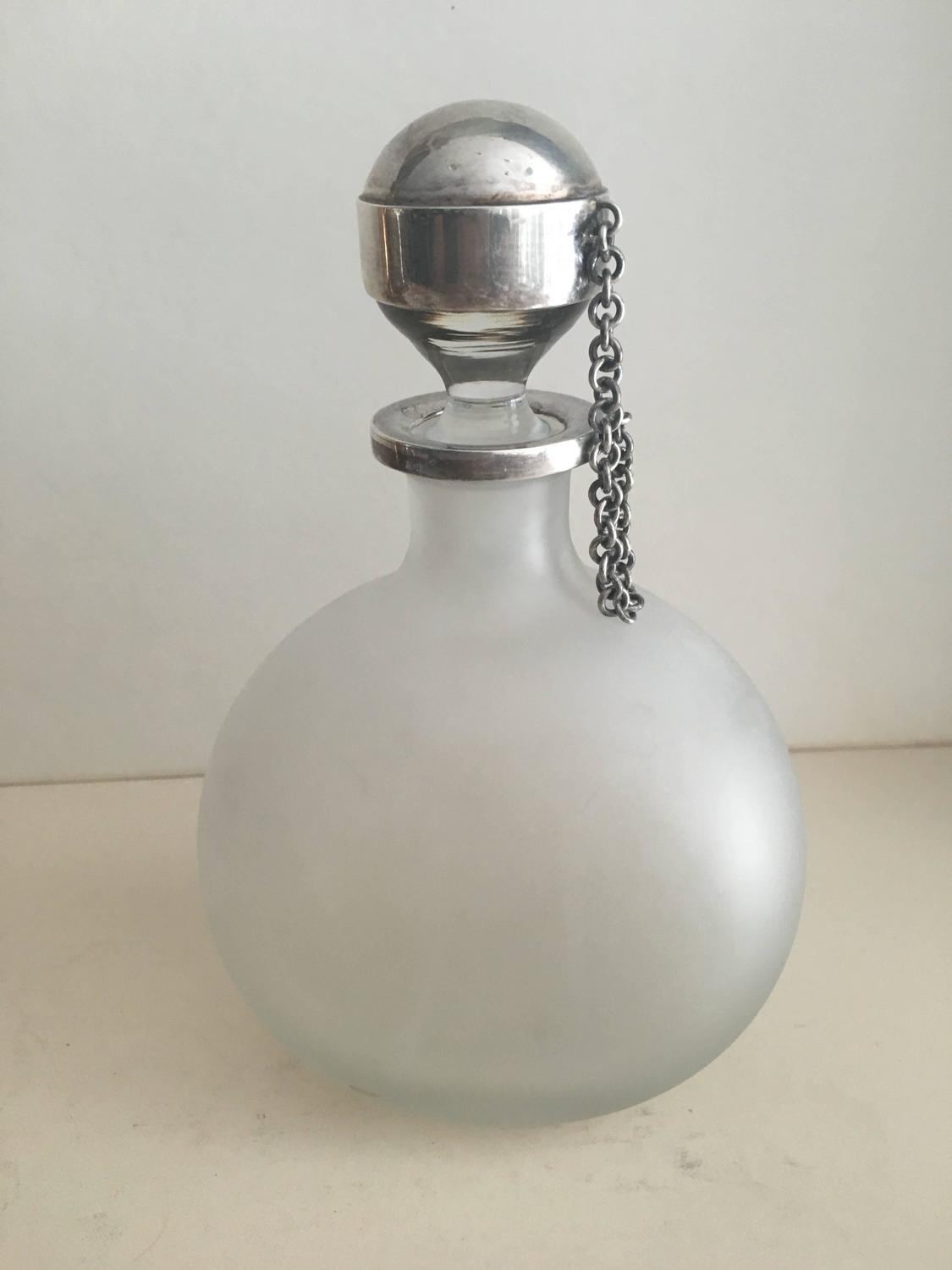 Sterling and Frosted Glass Decanter Perfume Bottle For Sale at 1stdibs