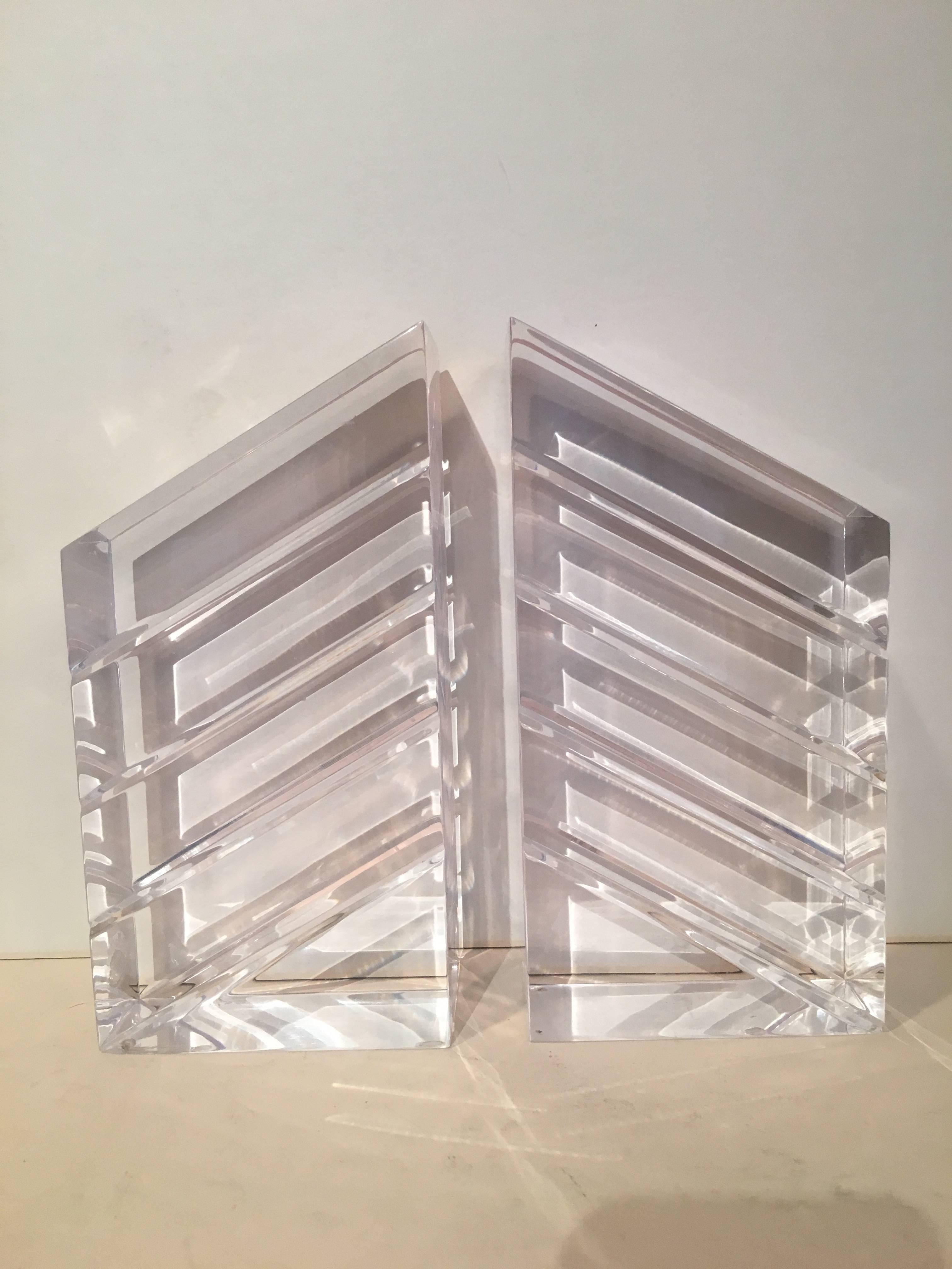 lucite book ends