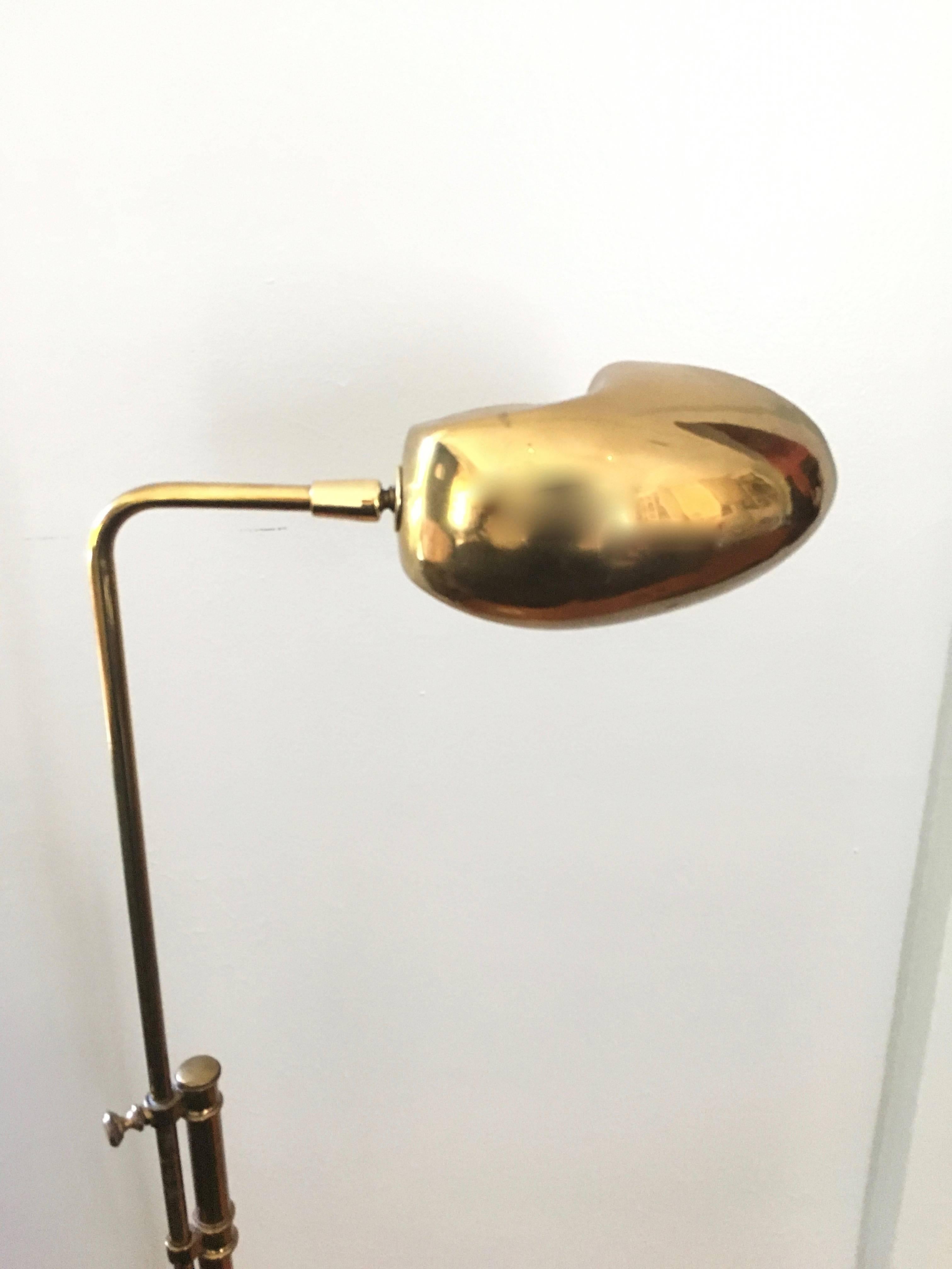 20th Century Nautilus Shell Adjustable Brass Floor Lamp