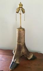 Vintage Caribou Hoof Table Lamp
