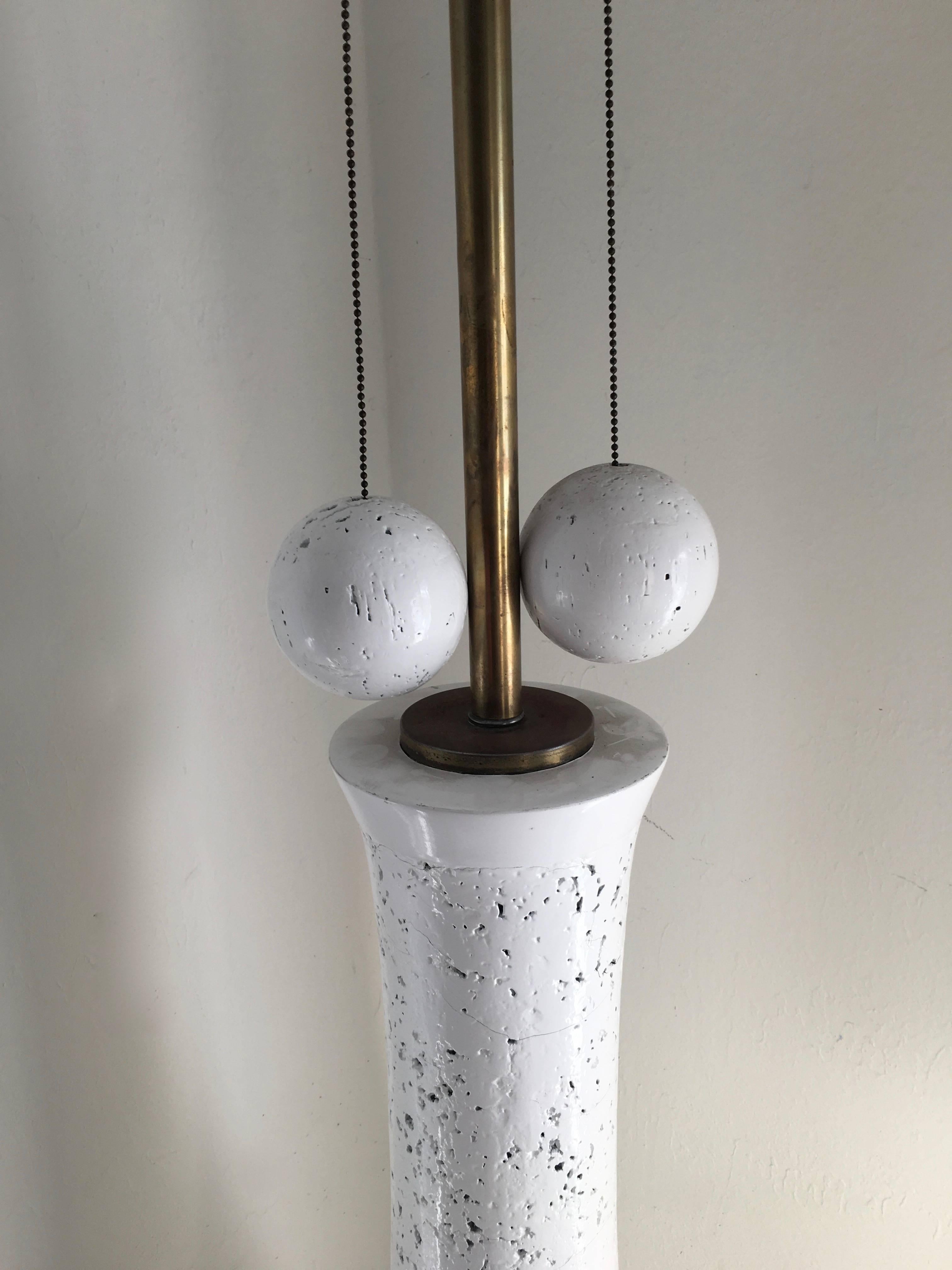 Mid-Century Modern Monumental White Lacquered Cork Floor Lamp in the Manner of Milo Baughman