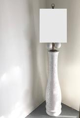 Monumental White Lacquered Cork Floor Lamp in the Manner of Milo Baughman