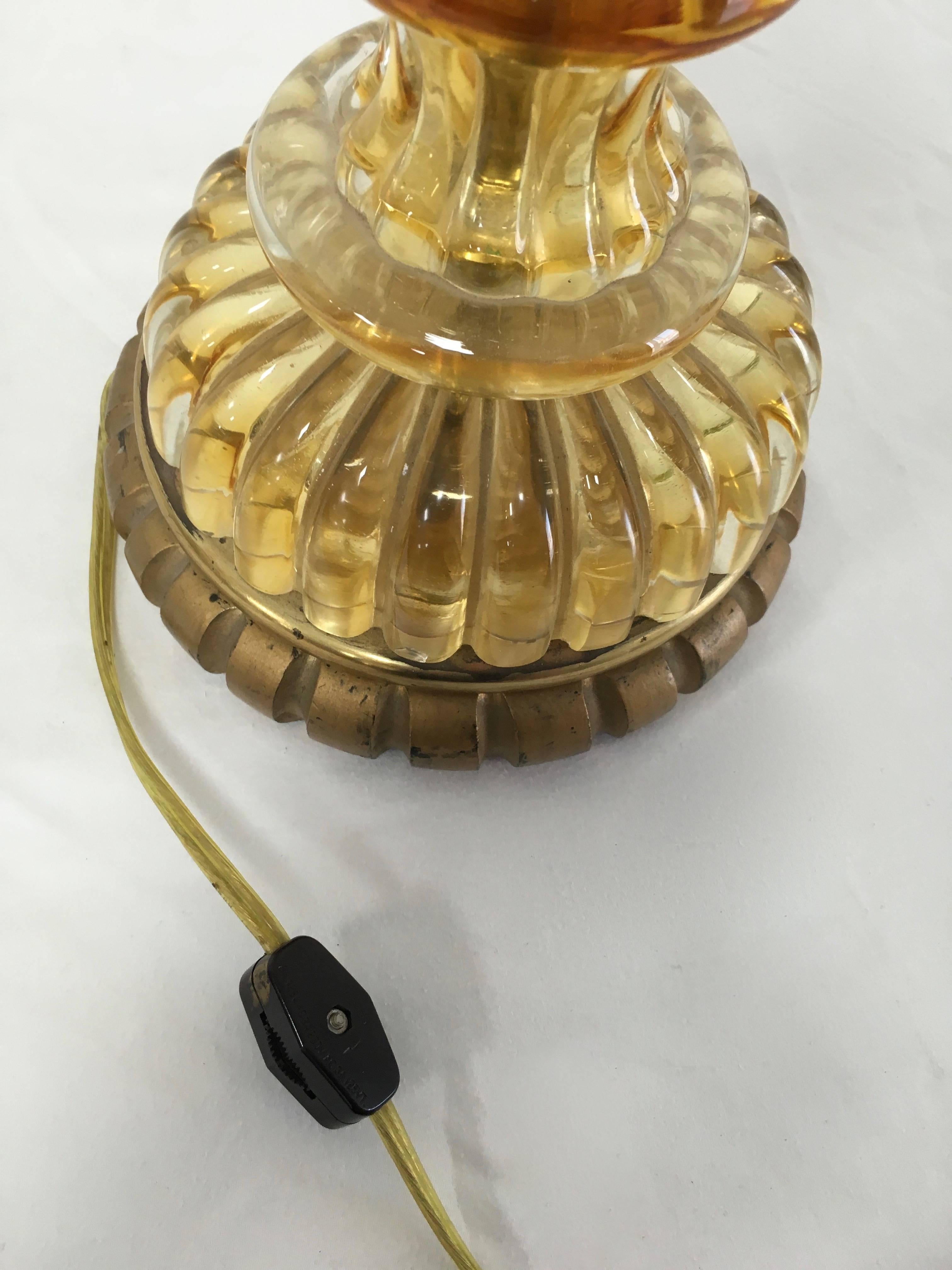 Italian Gold Murano Table Lamp