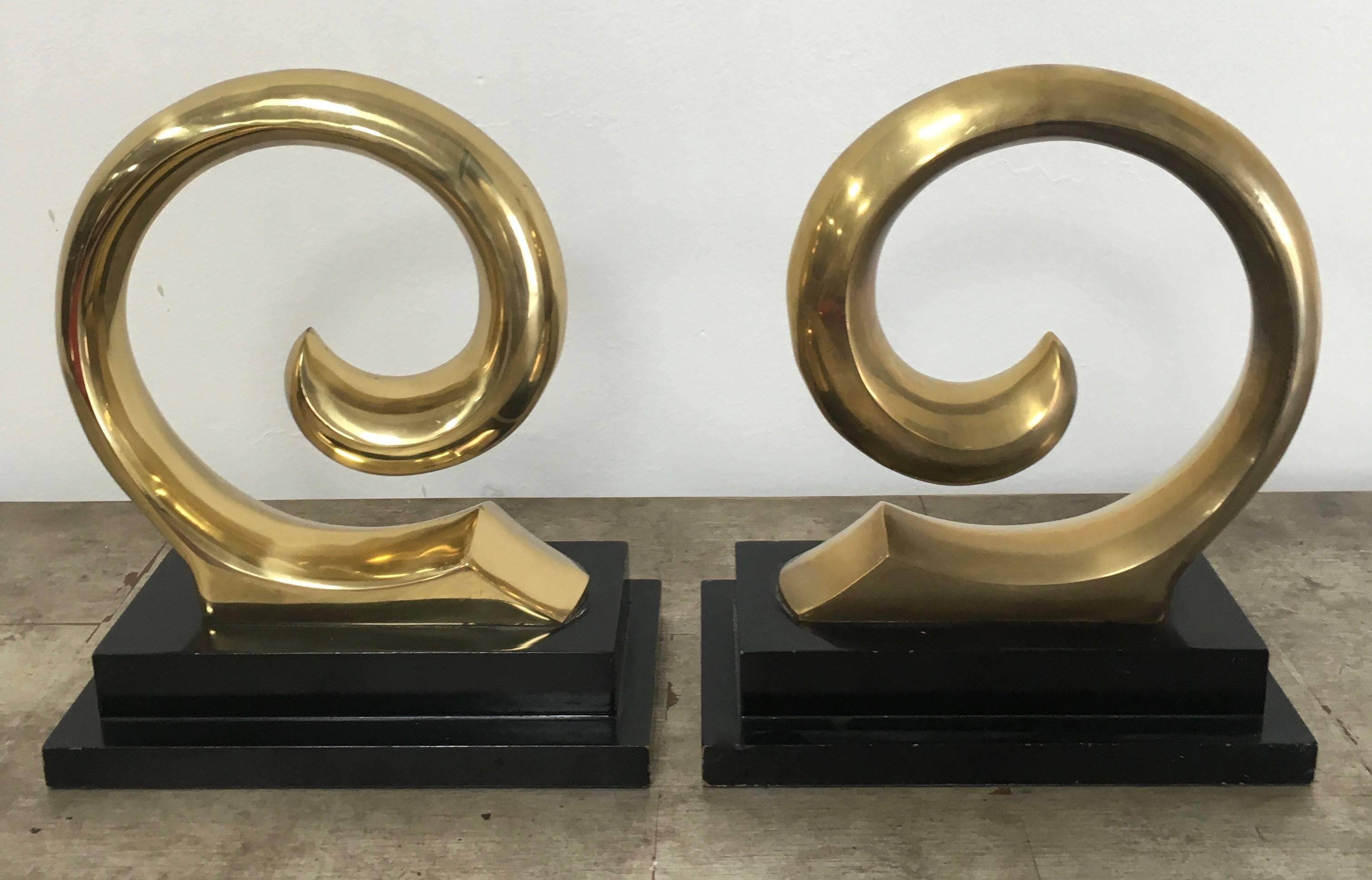 Mid-Century Modern Monumental Pair of Pierre Cardin Brass Bookends