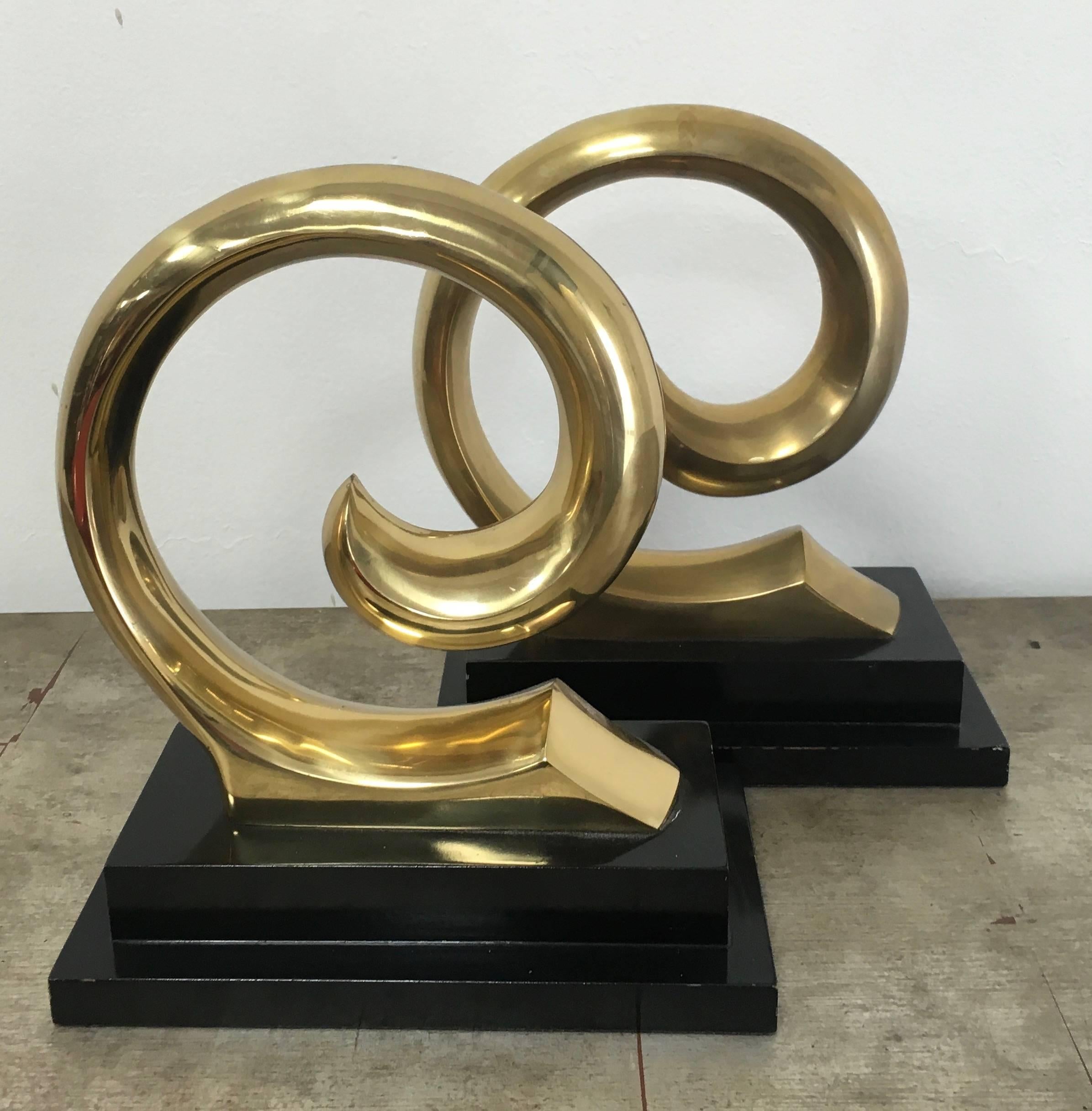 French Monumental Pair of Pierre Cardin Brass Bookends