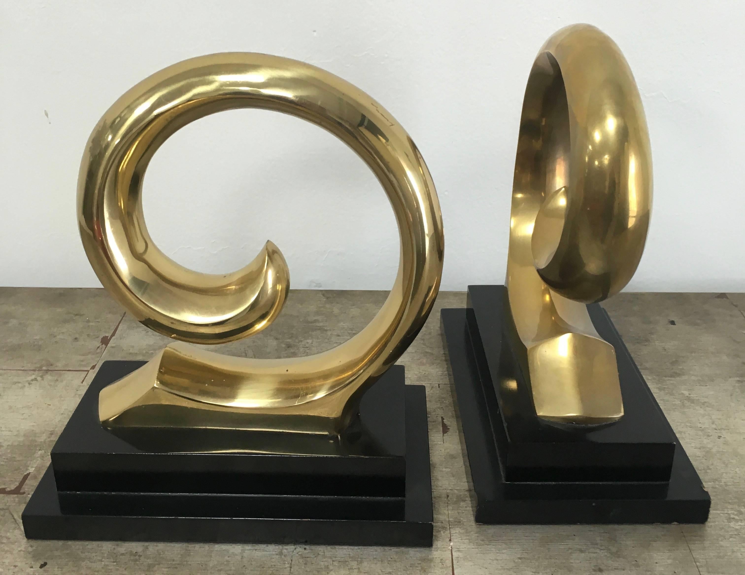 Monumental Pair of Pierre Cardin Brass Bookends In Excellent Condition In Los Angeles, CA