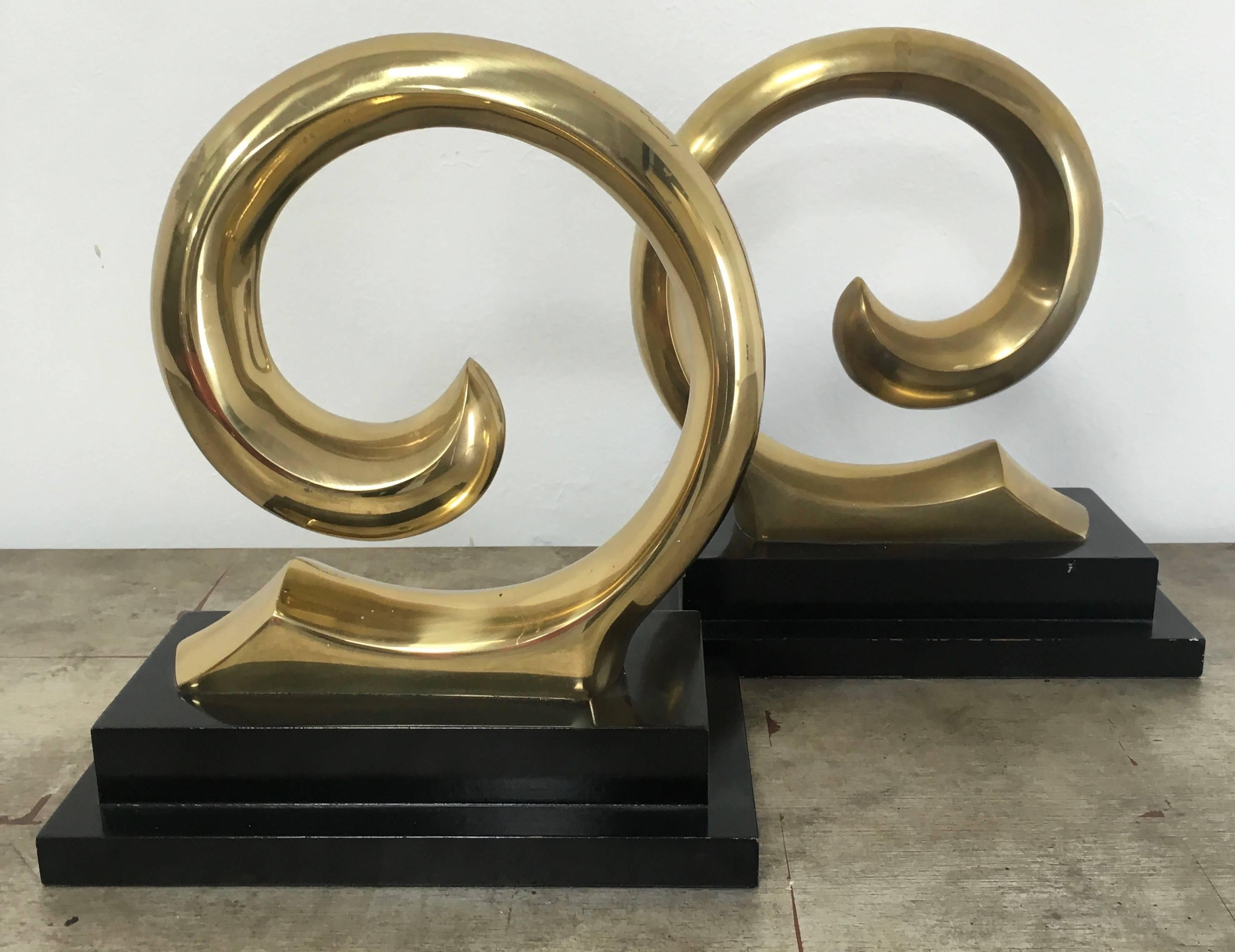 20th Century Monumental Pair of Pierre Cardin Brass Bookends