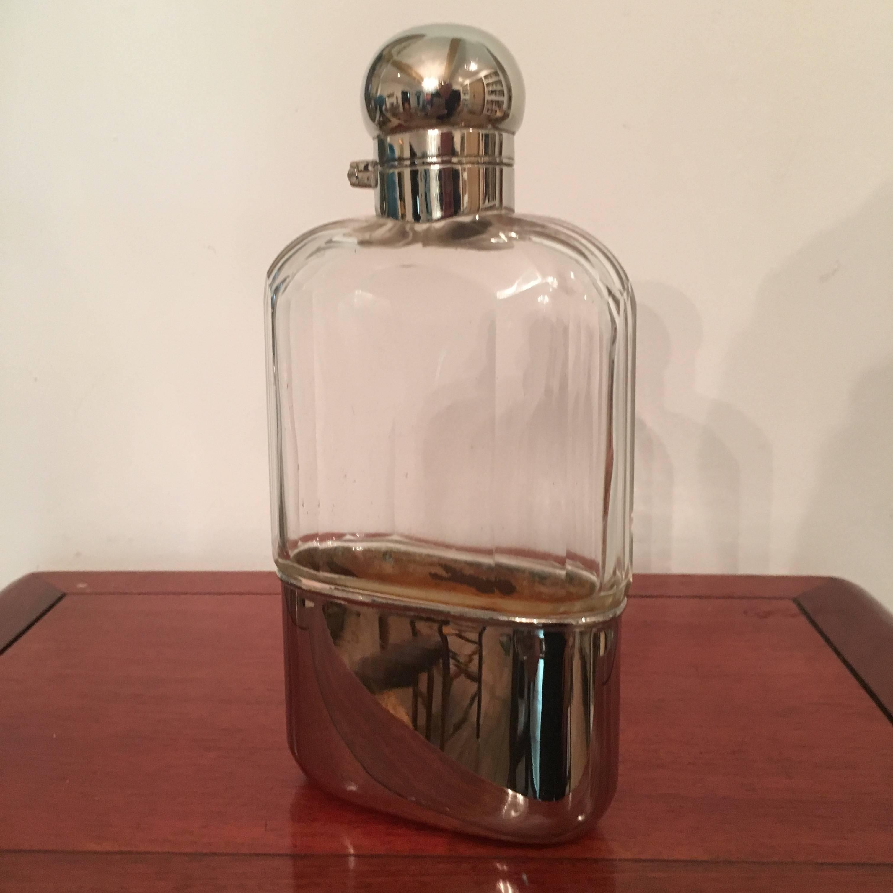 Rowlands & Frazer Sterling and Cut Crystal Flasks In Excellent Condition In Los Angeles, CA